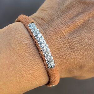Handmade traditional reindeer leather Scandinavian Sami bracelet